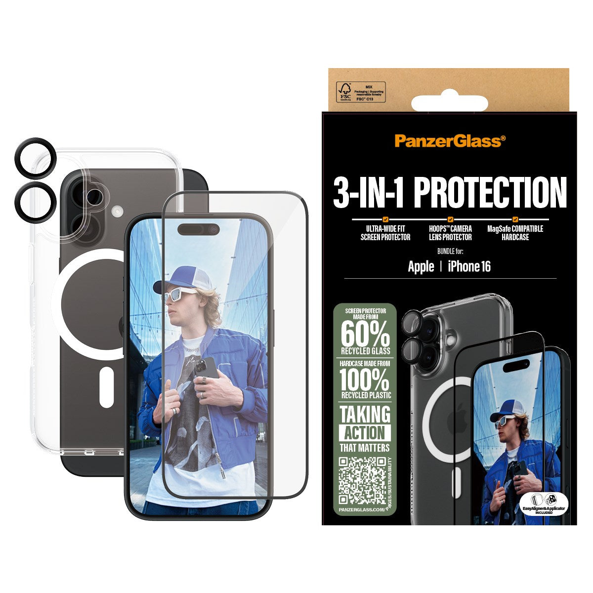 PanzerGlass® 3-in-1 Schutz Set iPhone 16